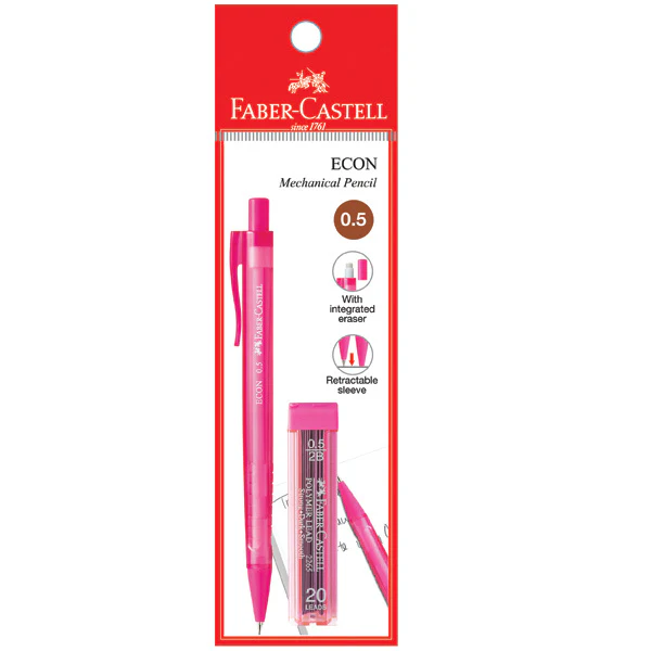 Faber Castell Econ Mechanical Pencil with Leads, 1xPB 0.5