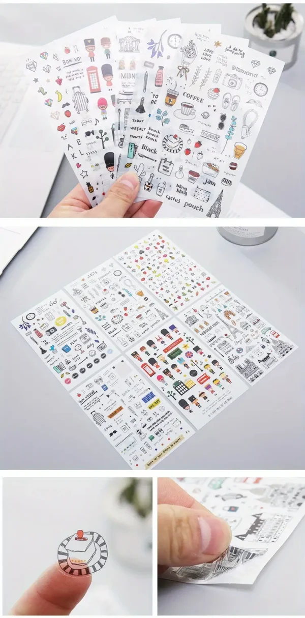 6pcs Watercolor Sticker Set for Journals & Albums