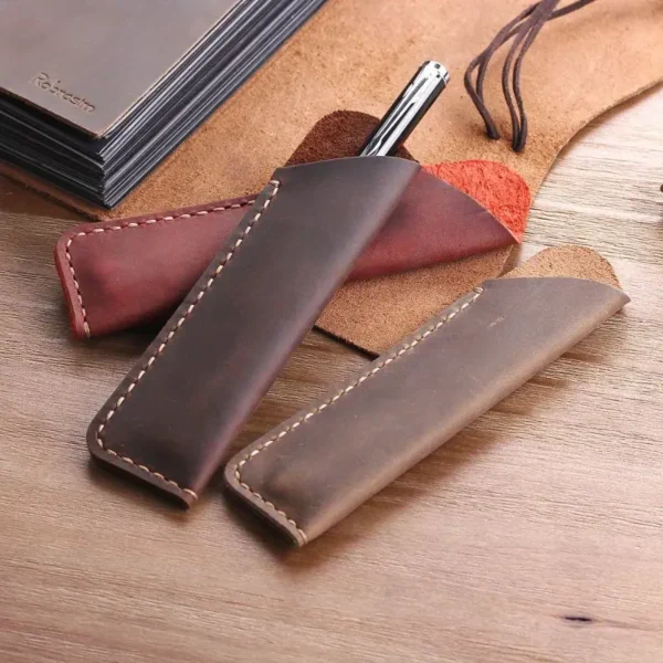 1pc Hand-stitched Cowhide Pen Bag