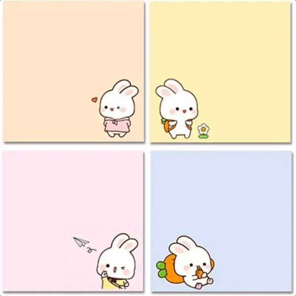 4pcs/set Rabbit Self-Adhesive Notebooks 80 Sheets
