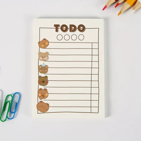 89f442e5-08b0-4df3-97f0-7da5d3e162ca 4 Pack Cute Cartoon Bear Daily Planner Sticky Notes