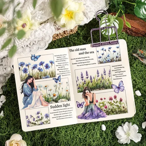 120pcs Literary and Fresh Grass Flower Sticker Pack