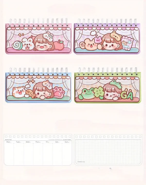 1pc Cute Animal And Character Mini Portable Planner