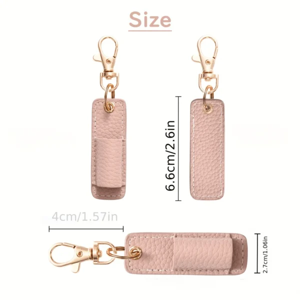 Portable Faux Leather Pen Case with Keychain