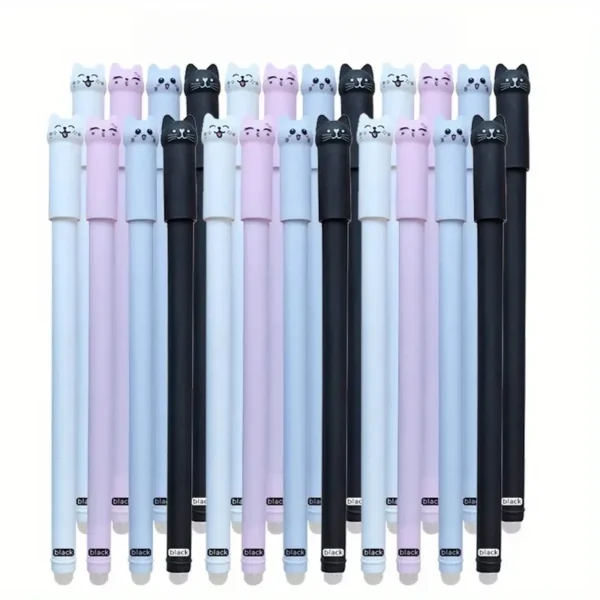 24 Pack Cat Themed Erasable Gel Pens